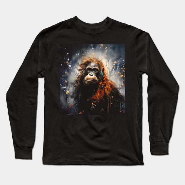 Great Ape Painting Long Sleeve T-Shirt by Geminiartstudio